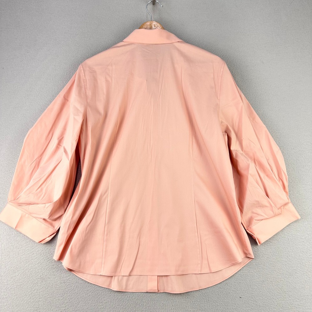 Lafayette 148 New York Button Down Shirt Blouse Womens 12 Pink Career Puff Sleev - Picture 7 of 8
